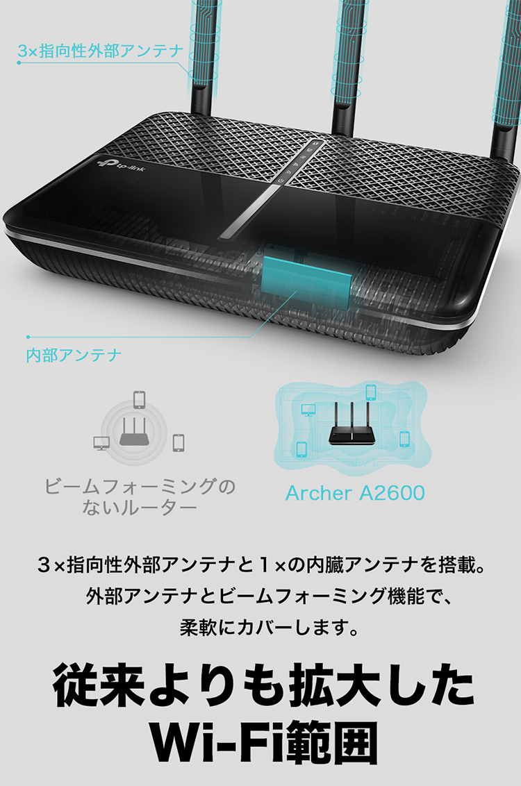Tp Link デュアルバンド無線lanルーター Ac2600 1733mbps 800mbps Tp Link デュアルバンド無線lanルーター Ac2600 1733mbps 800mbps