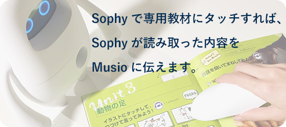 Sophyで専用教材にタッチすれば、Sophyが読み取った内容をMusioに伝えます。