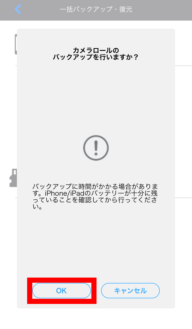 一括バックアップの画像